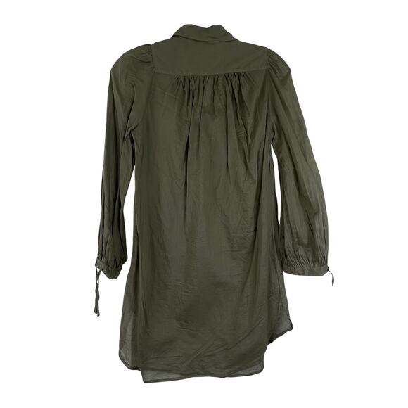 Anne Fontaine Paris Light Green Gray Tunic Blouse Lace Up V-Neck Size 36 - Picture 7 of 13